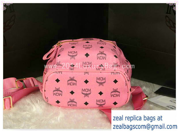 High Quality Replica MCM Stark Backpack Medium in Calf Leather 8003 Pink - Click Image to Close